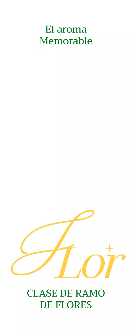 Promoción sencilla de floristería con texto en verde y amarillo