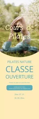 Promouvoir les cours de Pilates ouverts sur fond jaune