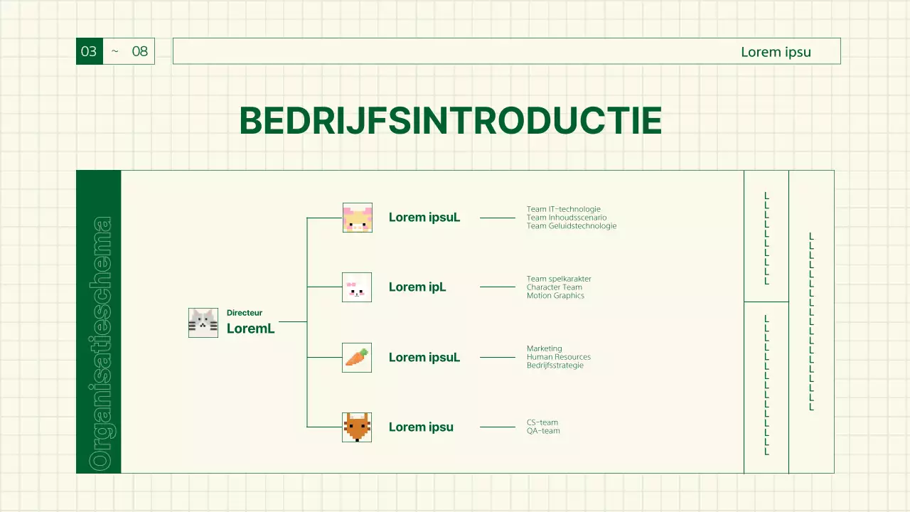 Spelvoorstel met lijnen en pixelkunst met groene kleurpunten