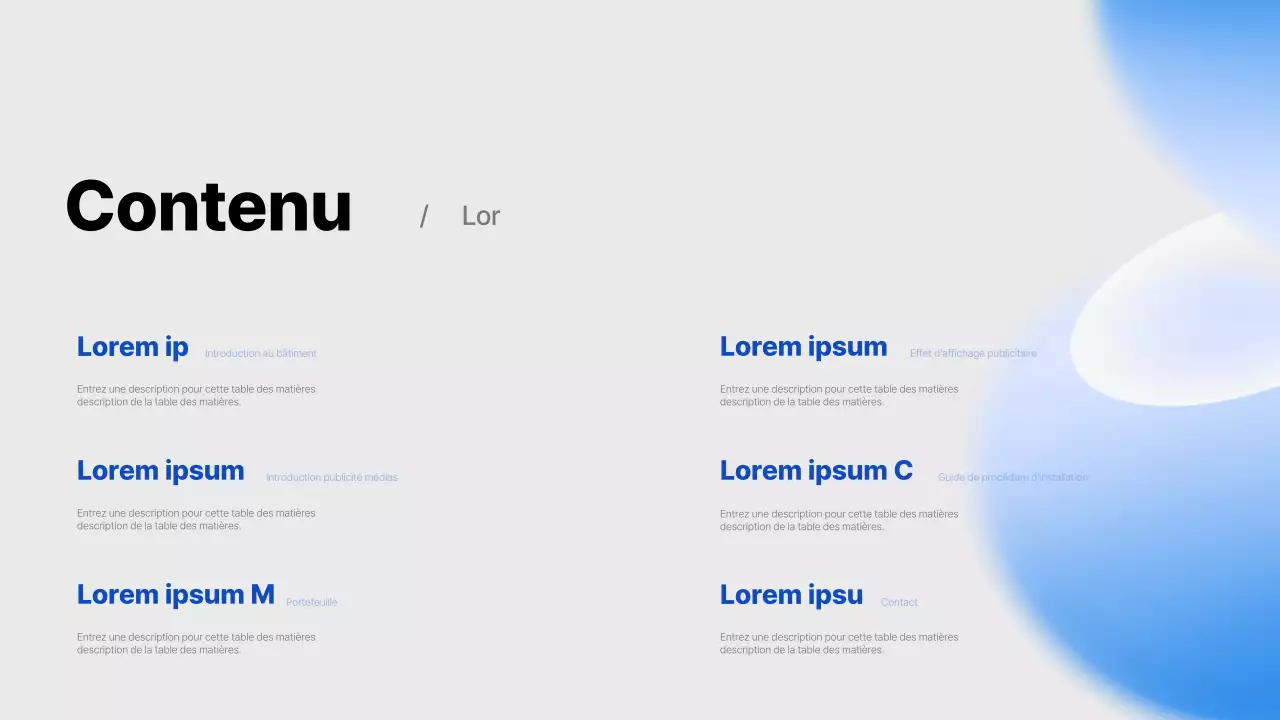 Proposition simple de support publicitaire bleu clair et bleu