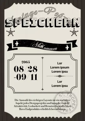 Vintage-inspirierter Pop-up-Store Einladung Tickets