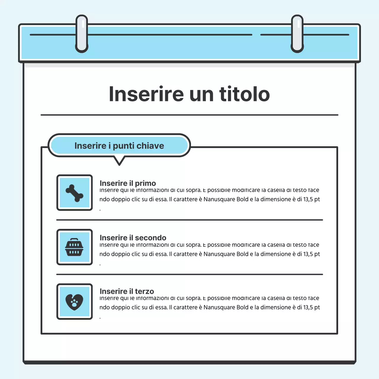 Nota azzurra Concept Biglietto ordinato con simpatiche illustrazioniNews