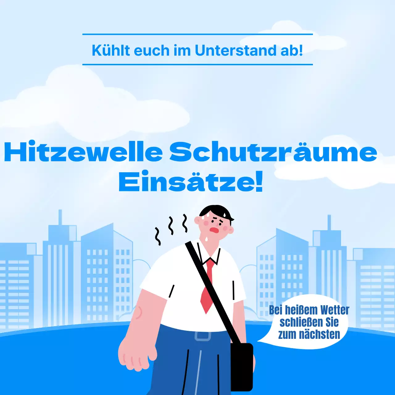 Wie man einen Hitzeschutzraum mit einem klaren, blauen, illustrierten Konzept betreibt