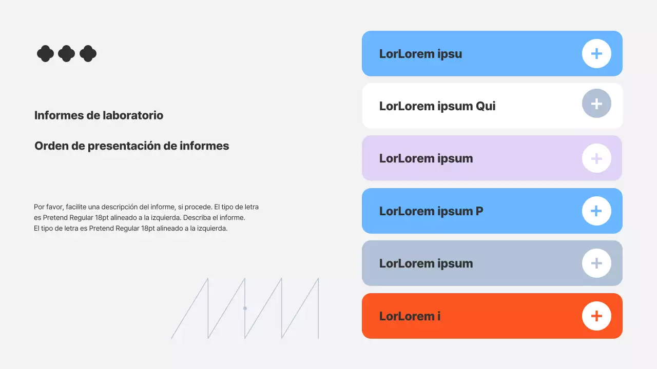 Informe de laboratorio con marcos azul y naranja