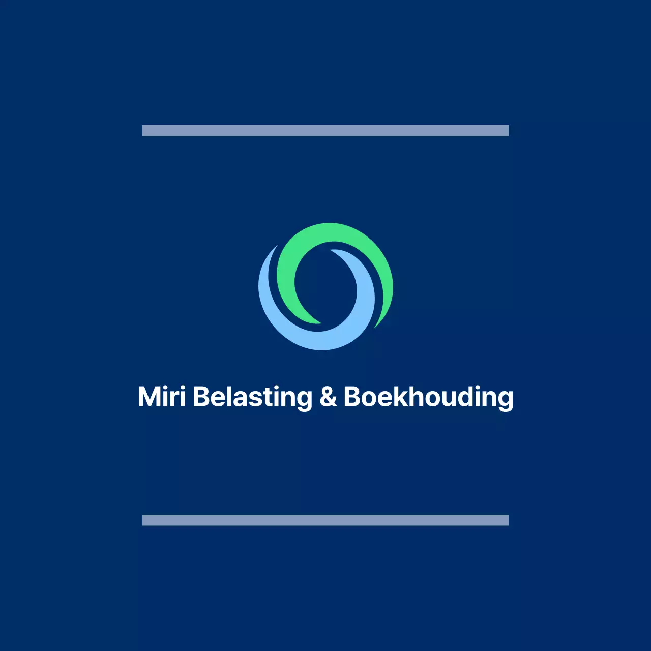 Marineblauwe vlag met het logo en de naam van het belasting- en boekhoudkantoor.