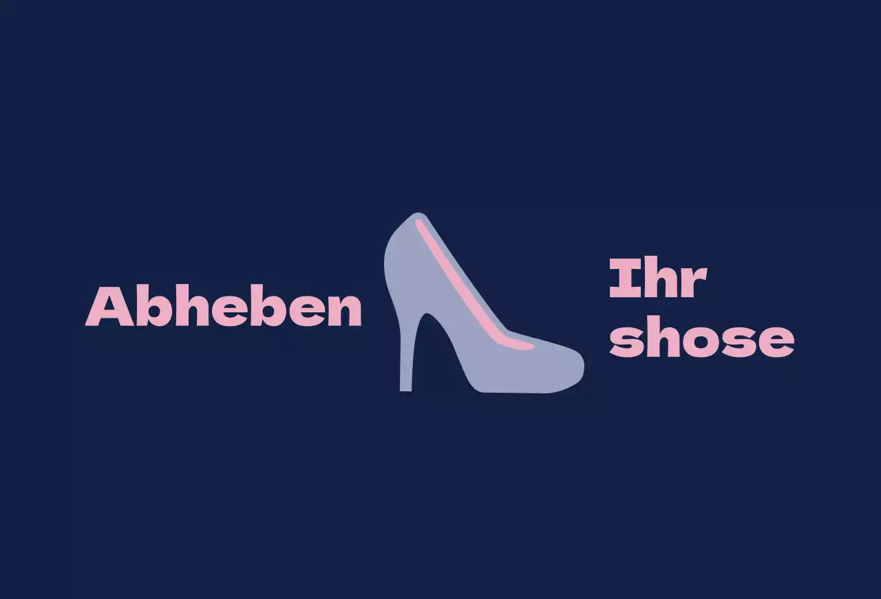 Ballettschuhe auf marineblauem Hintergrund mit einem Schild, das Sie auffordert, die Schuhe auszuziehen.