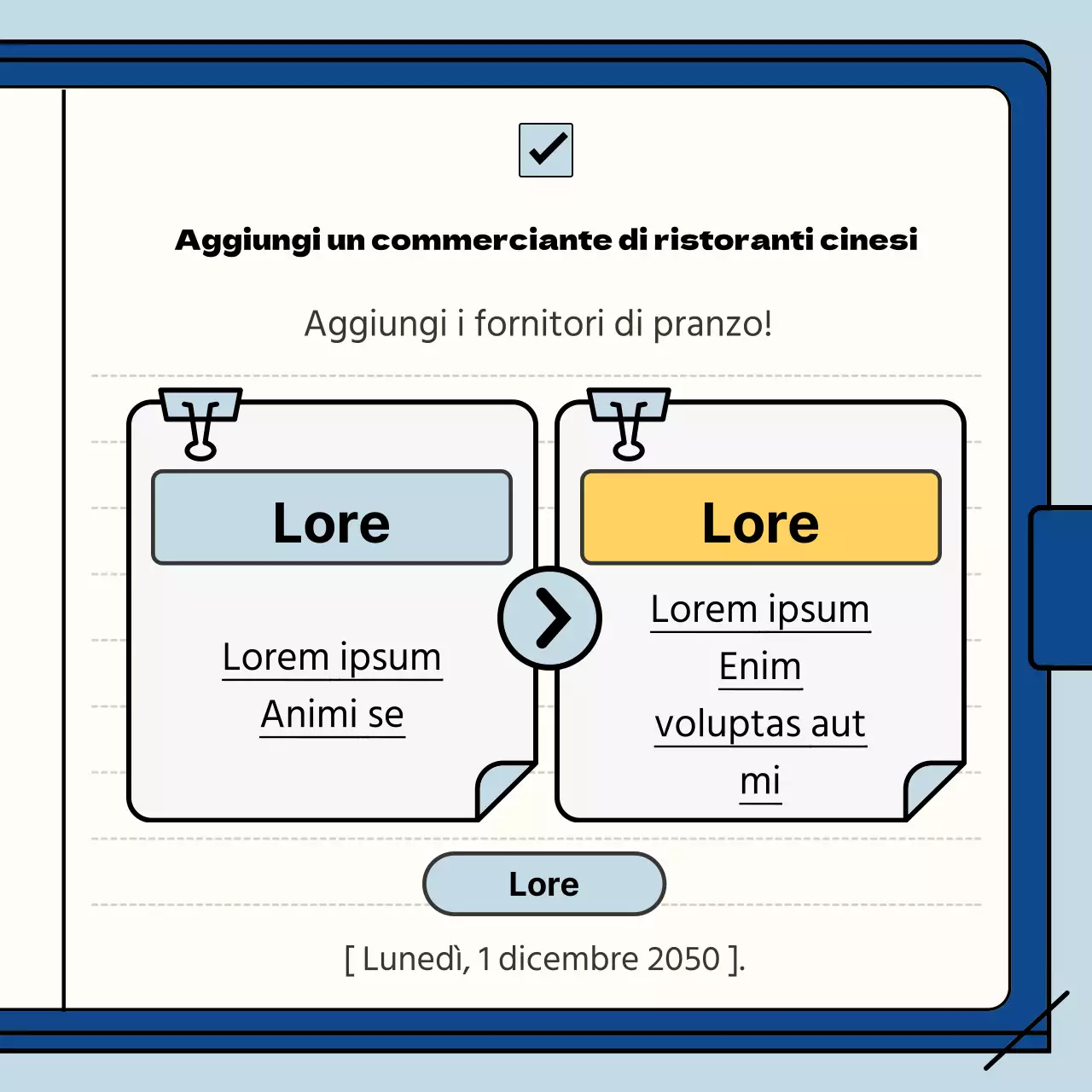 Guida ai benefici aziendali in un taccuino blu chiaro e blu navy
