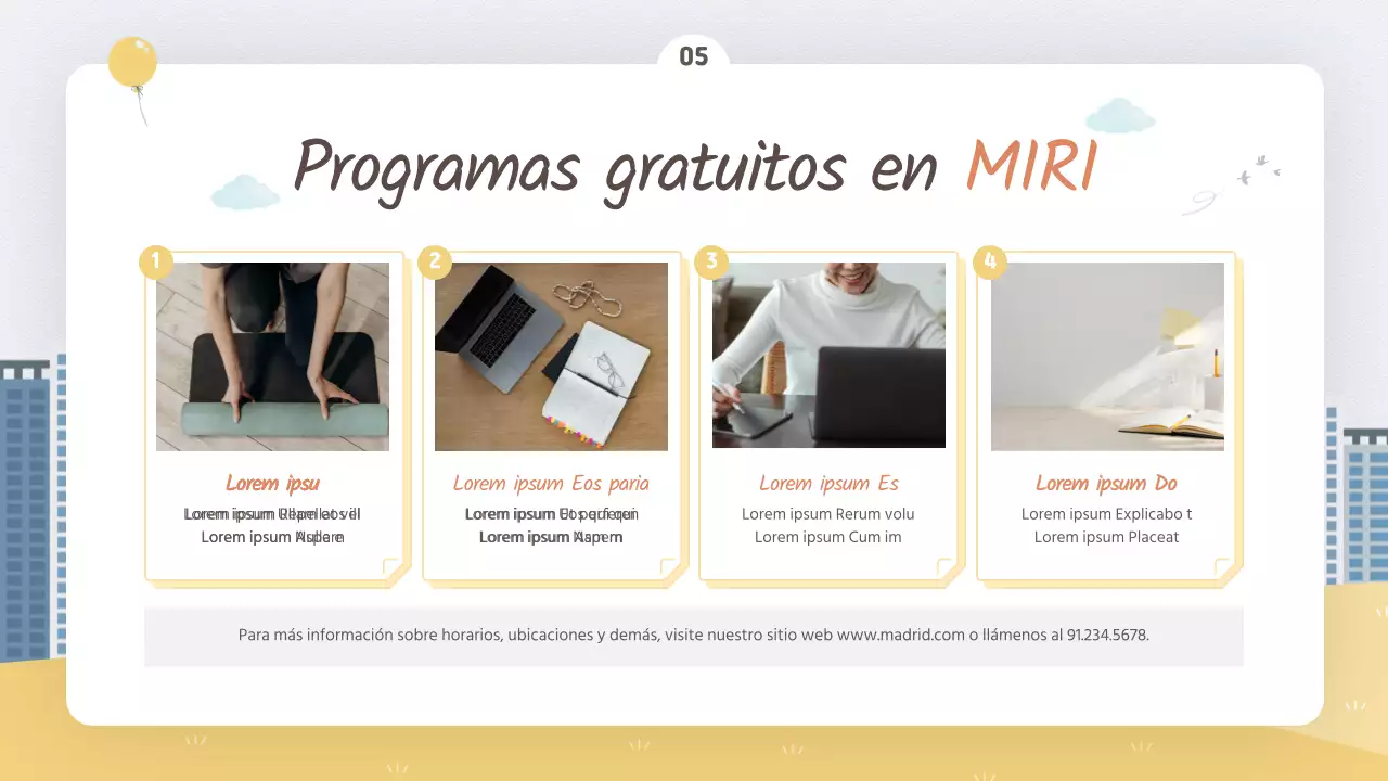 Guía del programa de la oficina gubernamental en blanco y amarillo brillante