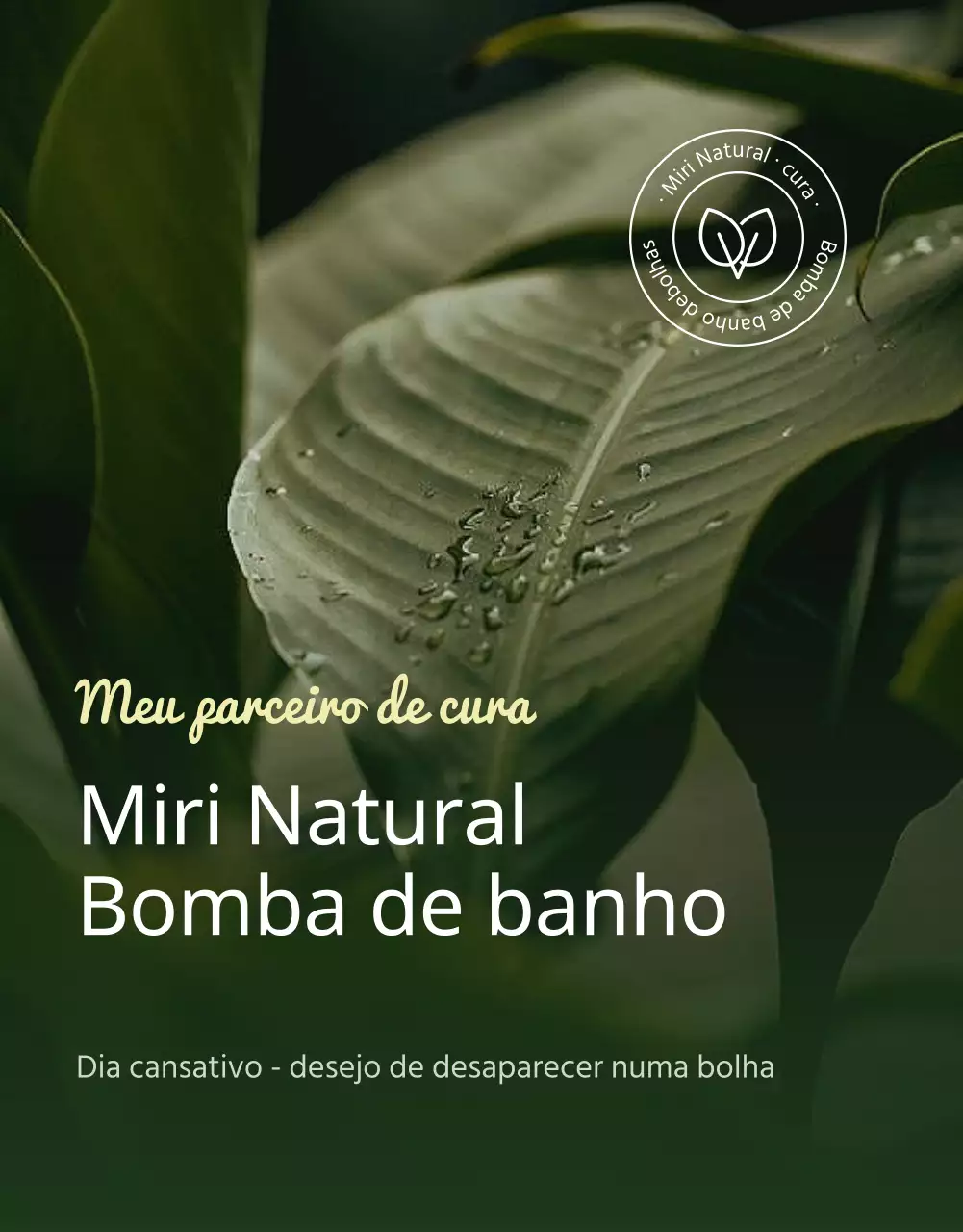 Página de vendas de bombas de banho de aspeto natural com palmeiras verdes