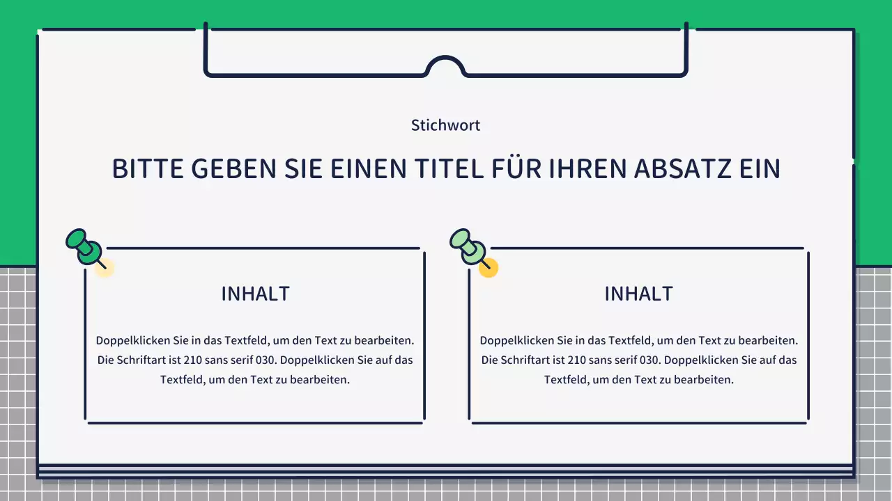Präsentation zur Gestaltung von niedlichen, einfachen Symbolen in Grün und Gelb