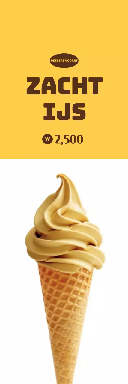 Kleine ijspromotie op een gele, witte achtergrond