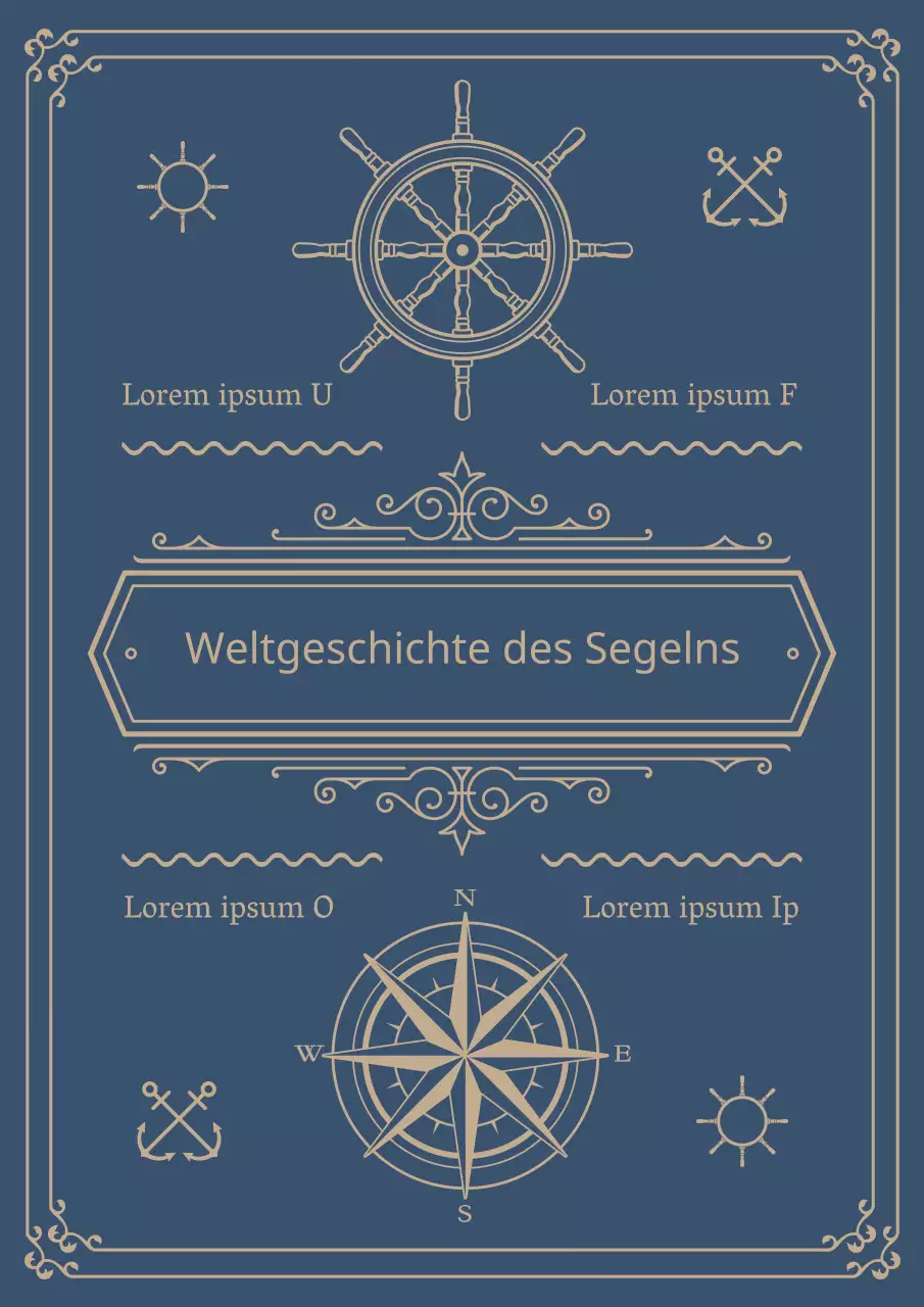 Eine Weltgeschichte des Segelns in Marineblau und Beige