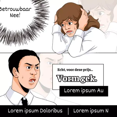 Zwart-wit webtoon concept gag shopping kortingsevent @gagshoppingdiscount