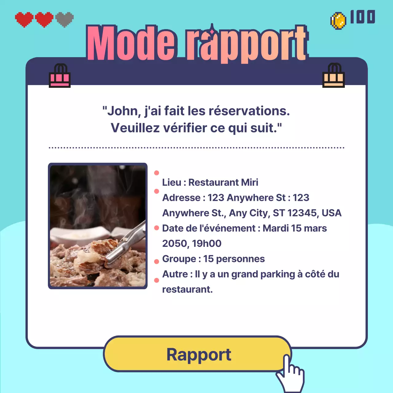 Comment réserver un dîner de quête de jeu