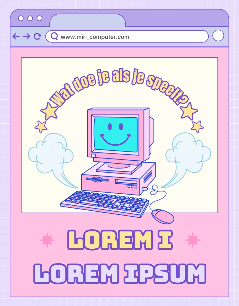 Bevorder computerlessen met een roze en paars websiteconcept