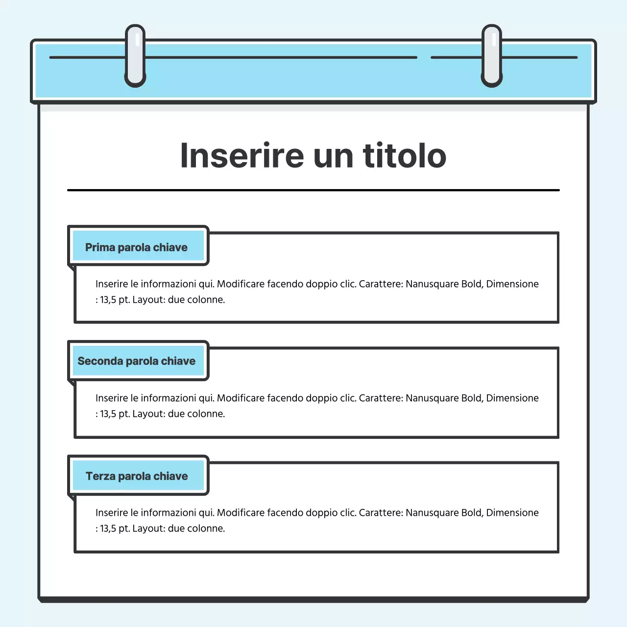 Nota azzurra Concept Biglietto ordinato con simpatiche illustrazioniNews