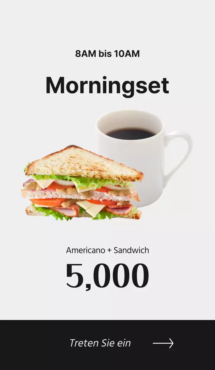 Bewerben Sie Ihr Café mit Kaffeebildern und schwarzer Schrift für ein klares Aussehen