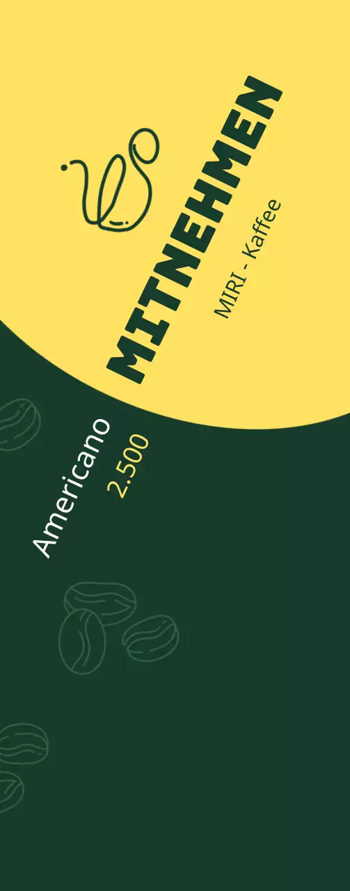 Einfaches Grün und Gelb als Werbung für einen Kaffee-Imbiss