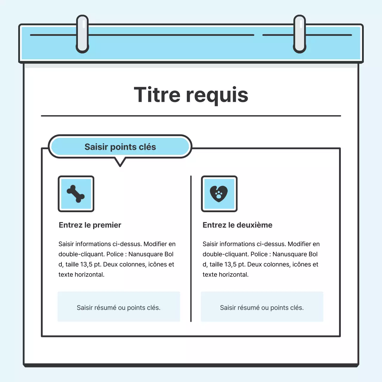 Concept de note bleu clair Carte soignée avec de jolies illustrationsNews