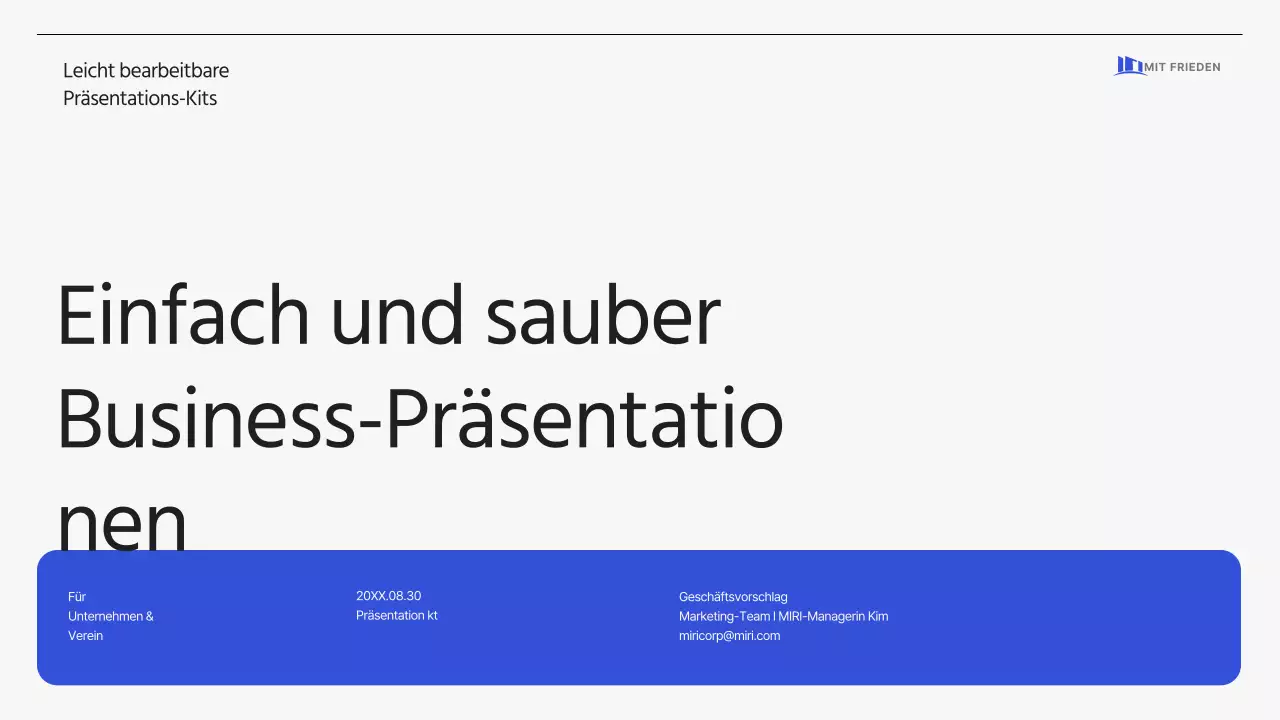 Einfacher, sauberer Unternehmensvorschlag in Blau-Grau