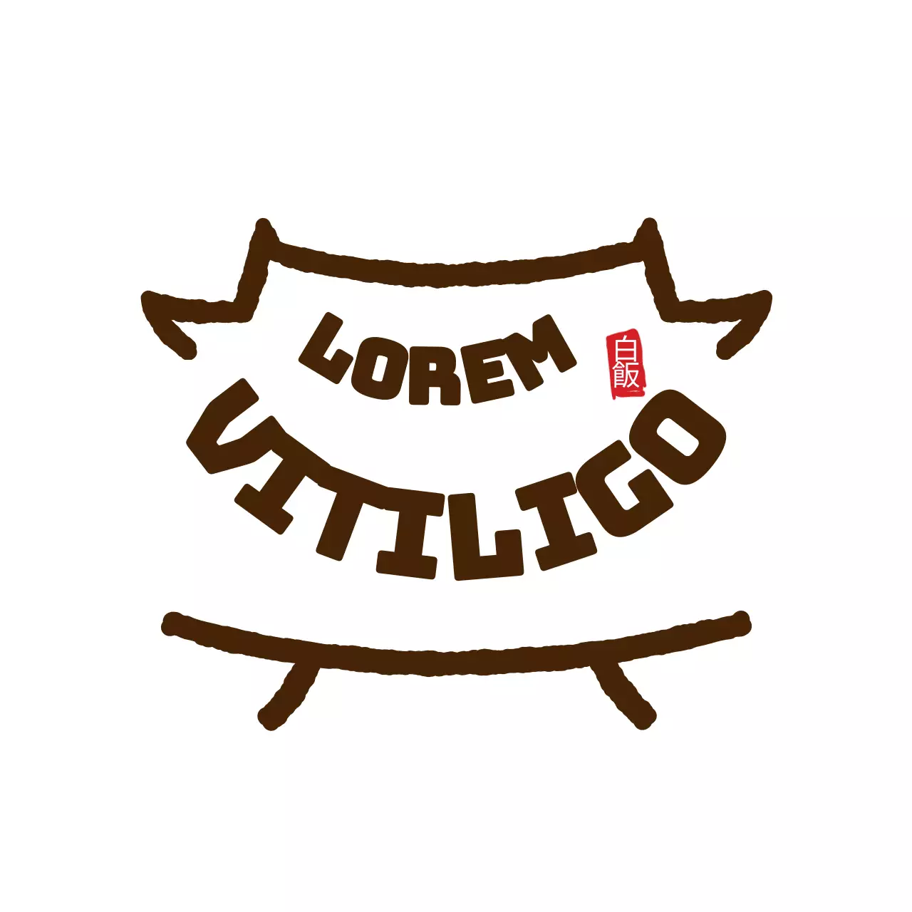 Eenvoudig wit huislogo in bruin en wit