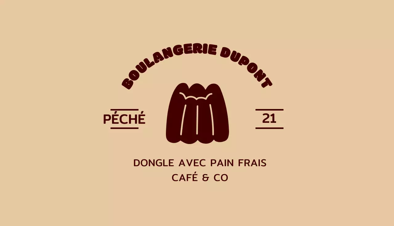 Coupon de timbre avec le logo d'une boulangerie illustration de pain sur fond beige