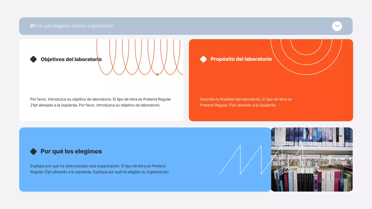 Informe de laboratorio con marcos azul y naranja