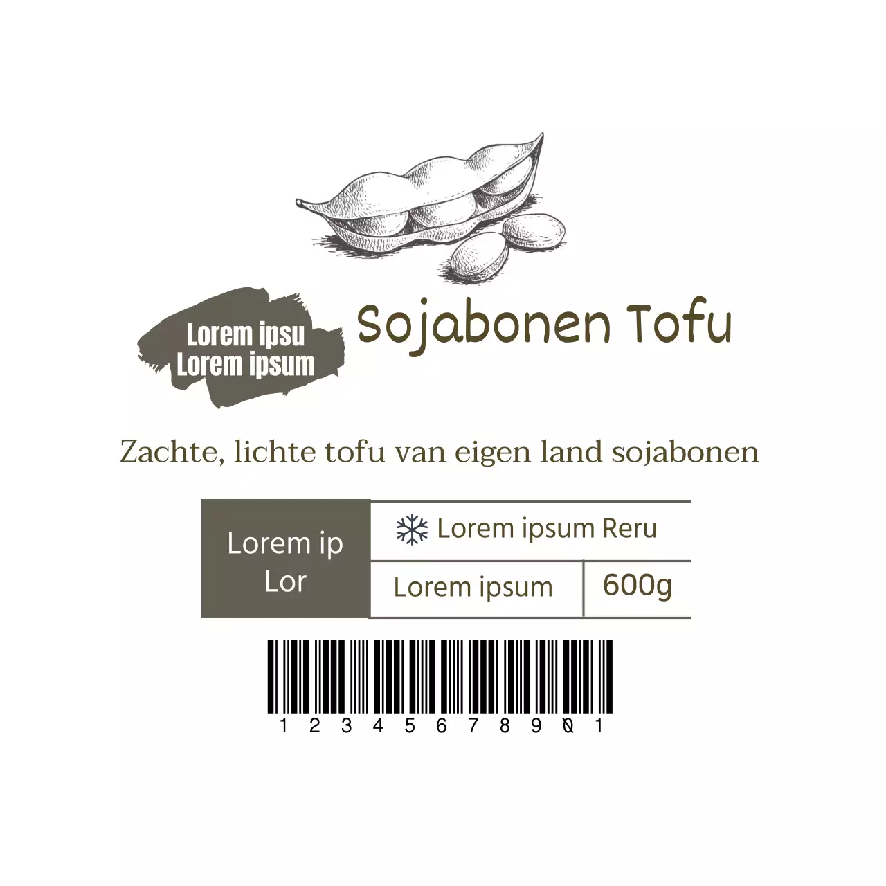 Witte geïllustreerde schone sojabonenetiketten