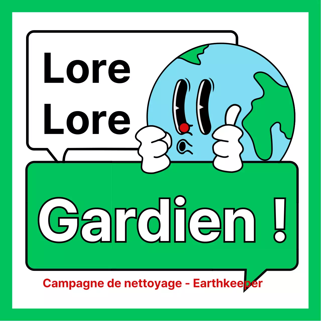 Promouvoir une campagne environnementale avec une jolie illustration verte et blanche de la Terre