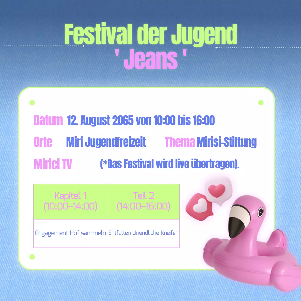 Bewerben Sie Ihr Festival mit einem farbenfrohen und lustigen Konzept