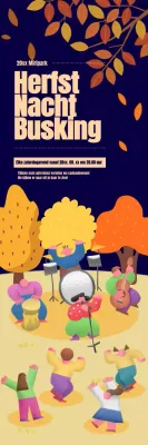 Promoot je buskingevenement tegen een herfstachtige achtergrond