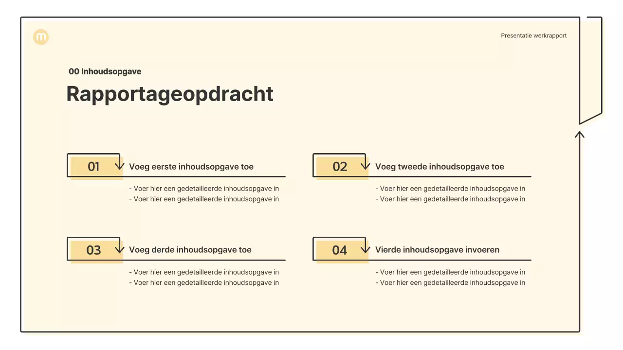 Puntvormen met pijlen in lichtgeel Zakelijk presentatiepakket
