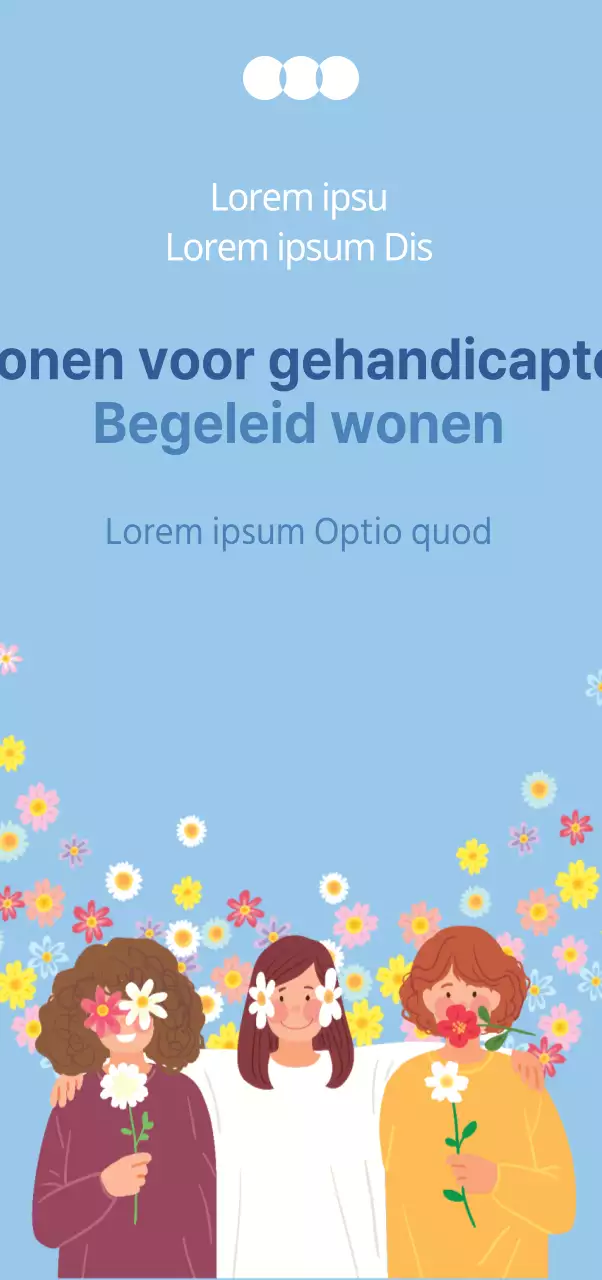 Cover met blauwe achtergrond met mensen in harmonie