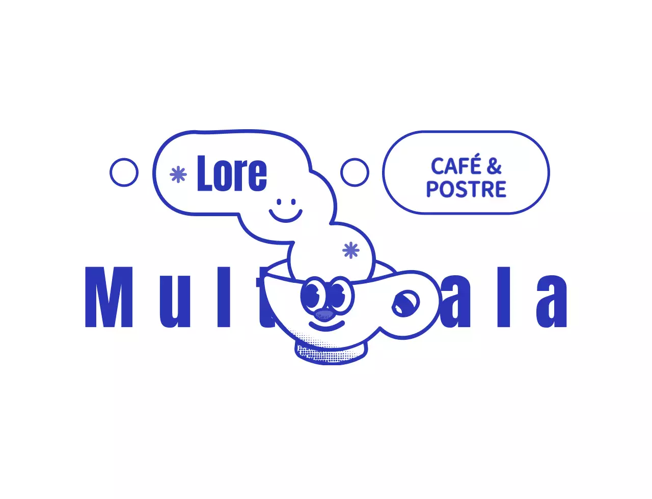 Azul marino y blanco lindo carácter taza cafetería logotipo estilo