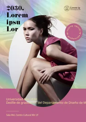 Un glamuroso desfile de graduación con títulos en rosa y amarillo