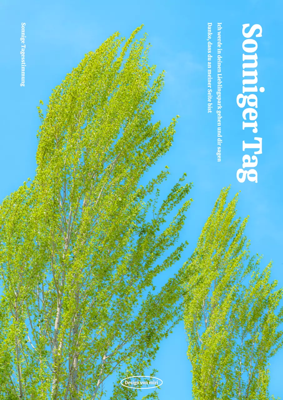 Für sommerliche Innenräume mit blauem Himmel und grünen Bäumen