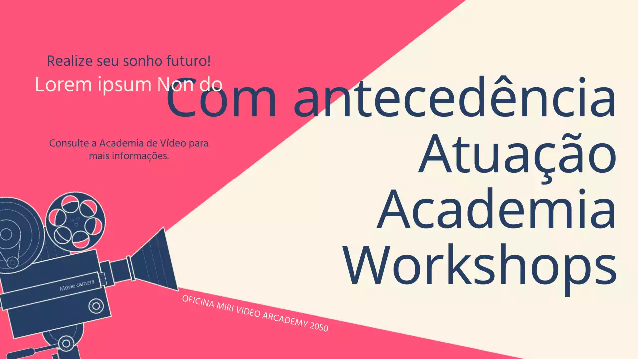 Workshop Cinemaconcept em tons de azul-marinho e rosa