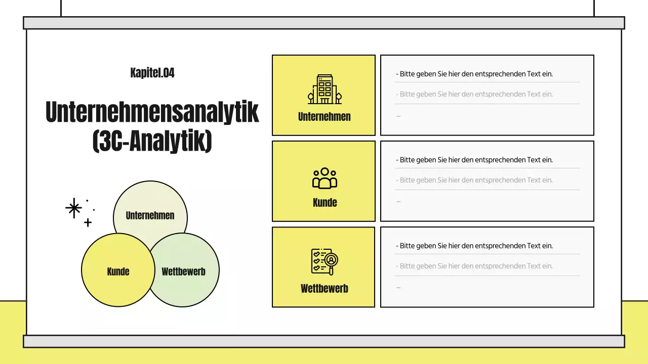 Ein hübsch illustrierter Analysebericht mit gelben und schwarzen Akzenten