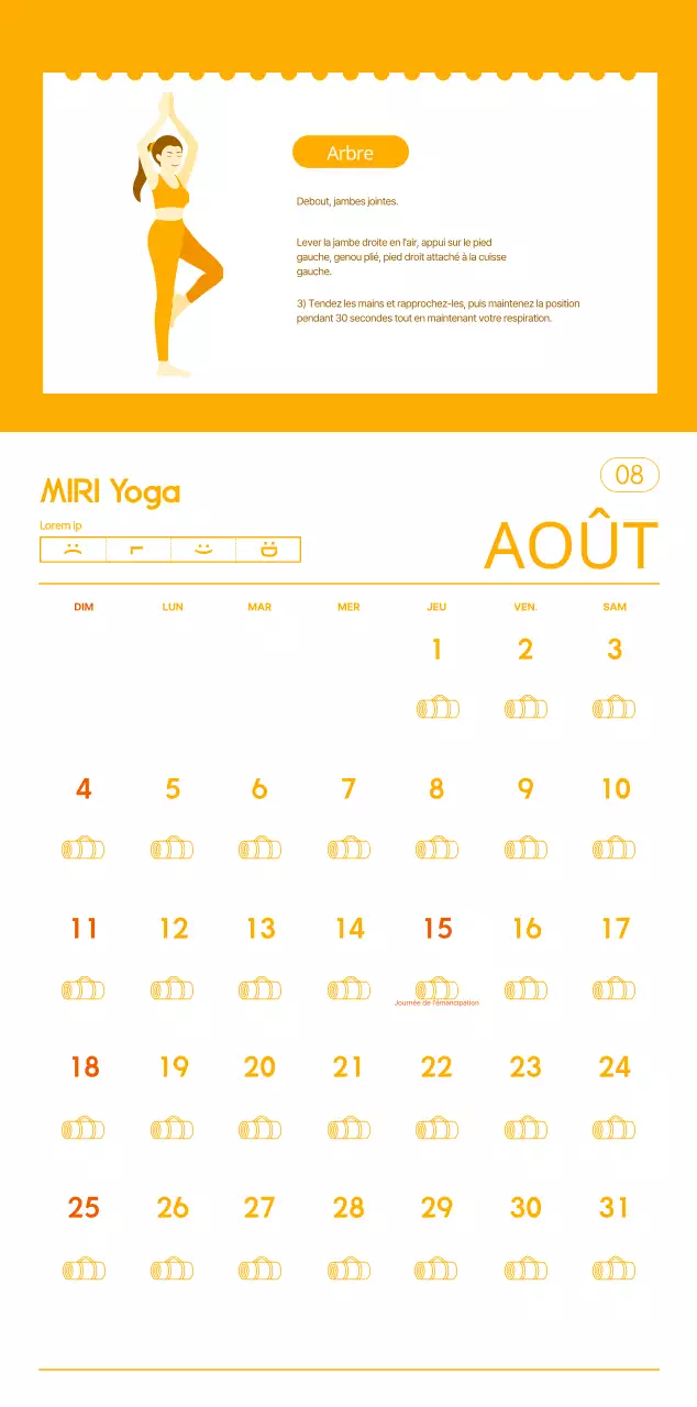 Calendriers orange à distribuer lors de la promotion de votre studio de yoga.