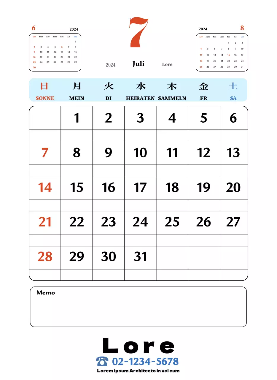 Rote und blaue Retro-Untersetzer Erinnerungskalender