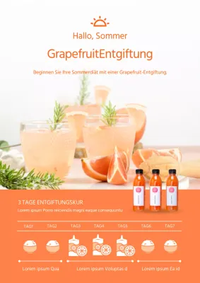 Förderung der Verwendung von Grapefruit-Detox-Produkten in orangen Farben