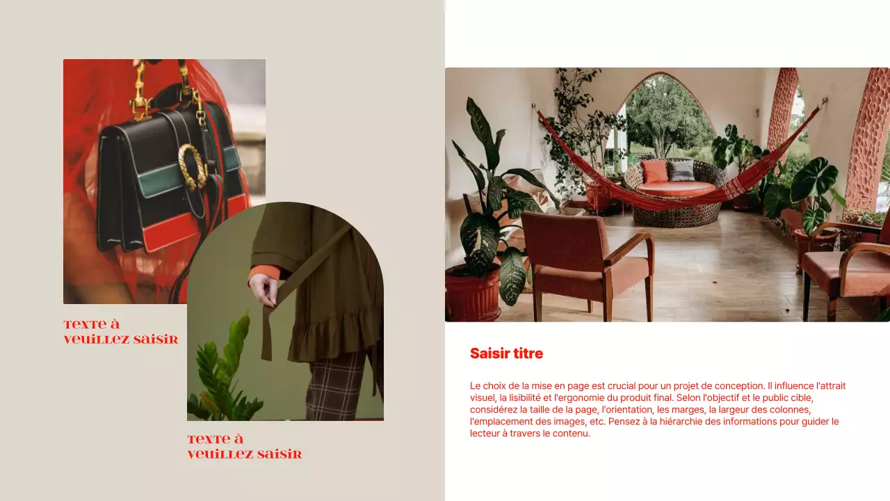 Annonce commerciale de style moderne en rouge et chartreuse