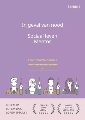 Notitieboek voor sociaal leven met paarse en thematische illustraties