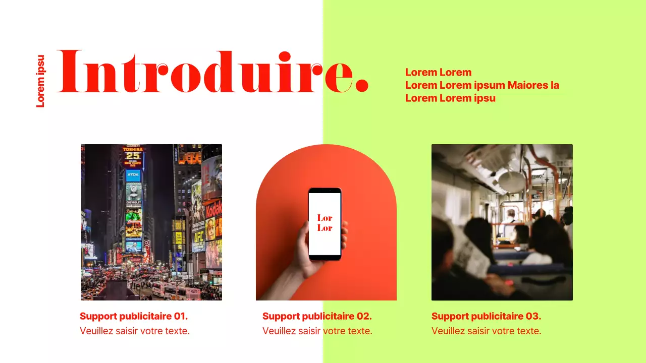 Annonce commerciale de style moderne en rouge et chartreuse