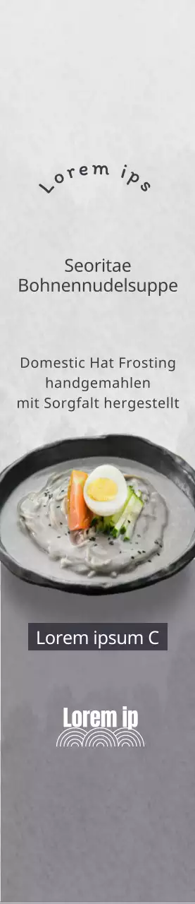 Werbung für koreanische Bohnennudelsuppe auf grauem Hintergrund für ein klares Erscheinungsbild
