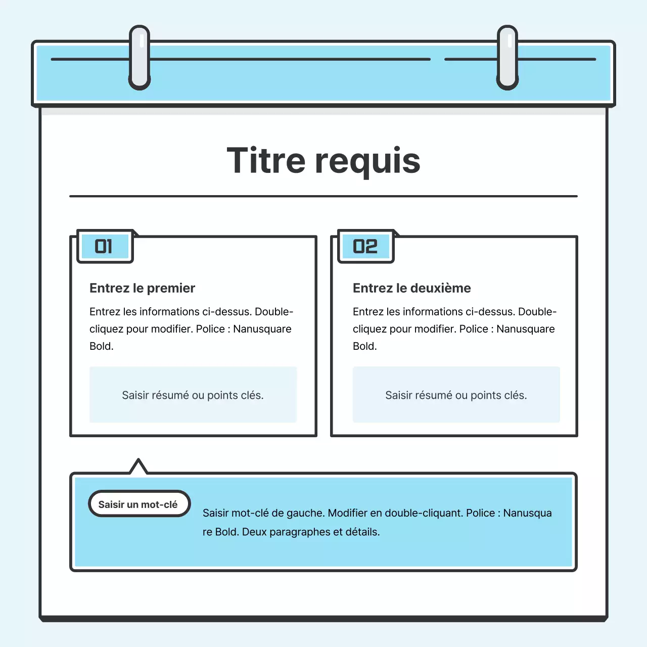 Concept de note bleu clair Carte soignée avec de jolies illustrationsNews