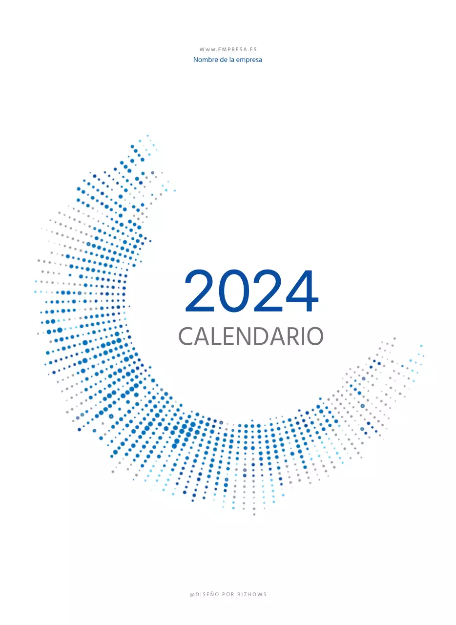 Calendario de pared en azul y blanco