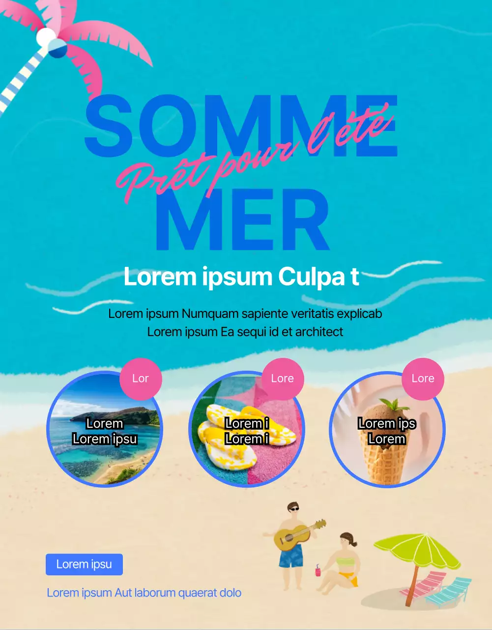 Faites la promotion de vos soldes d'été avec des touches de bleu et de rose