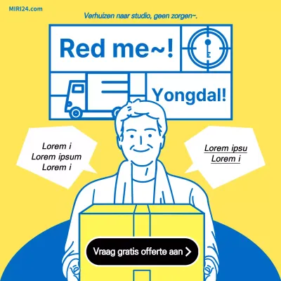 Geel blauwe lijn illustratie schattig verhuisbedrijf gids