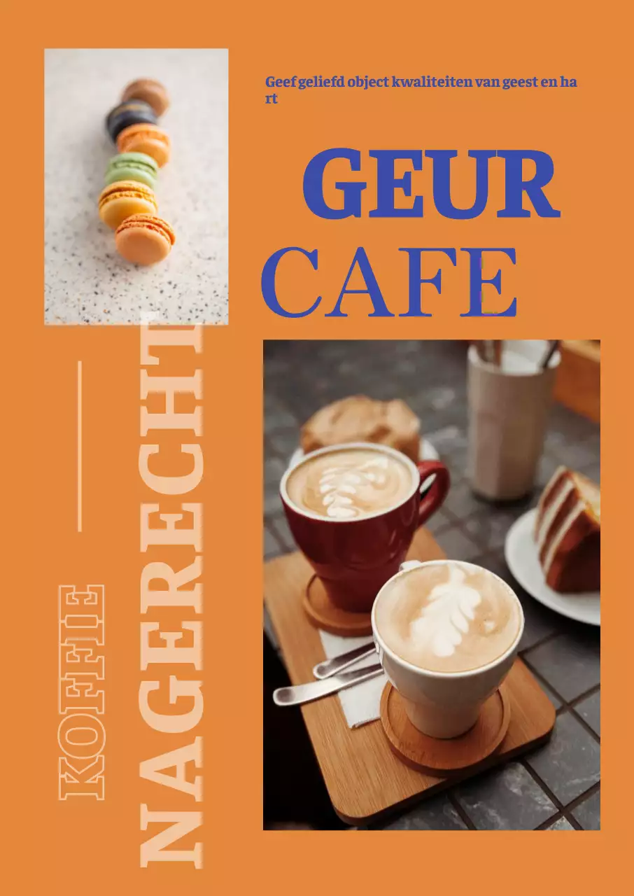 Cafe promotiemateriaal met een oranje achtergrond